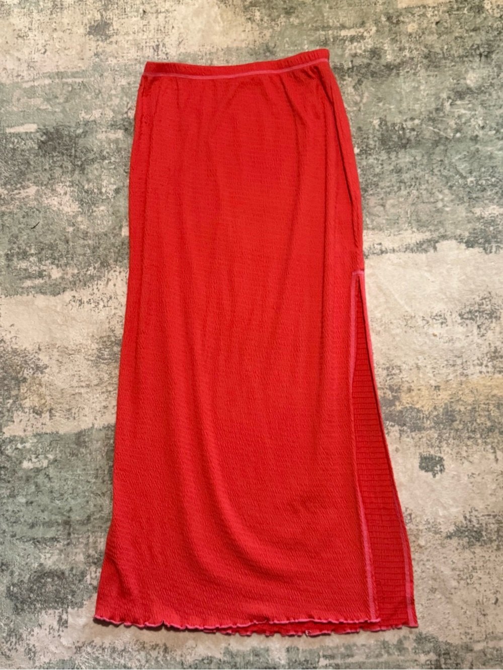 Promise The Label L Coral Jersey Maxi Skirt Side Slit Stretch Fitted